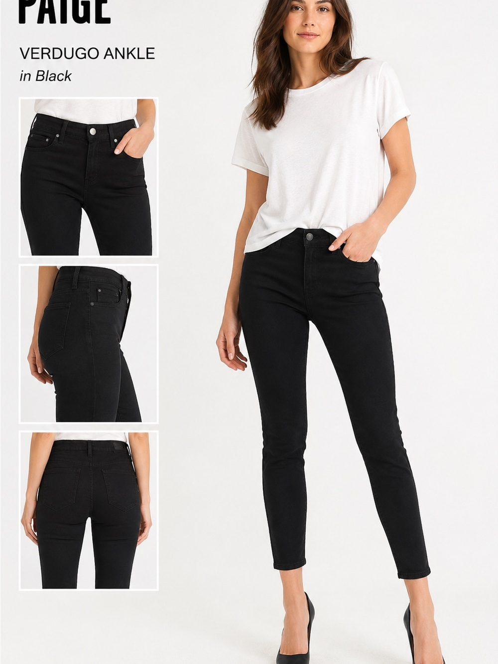 PAIGE Verdugo Ankle Black Ultra Skinny Stretch Jeans Size 26